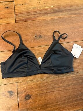 Auden Black Satin Triangle Bralette
